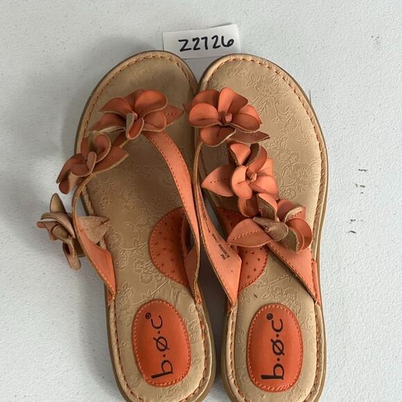 B.O.C. Born Womens Thong Sandals 8M Orange Vegan Leather Flower Flip Flop Slide - Picture 9 of 9